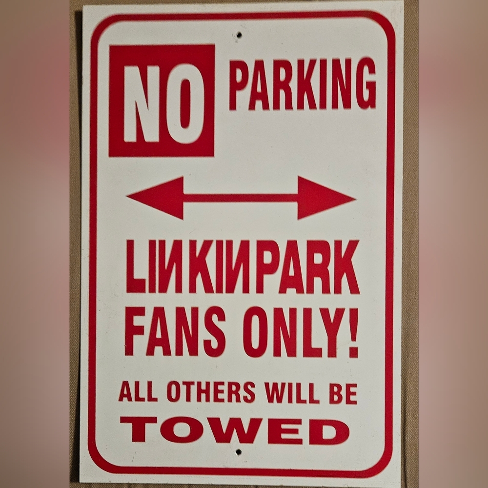 Linkin Park Fans Only Metal Sign - Red and White